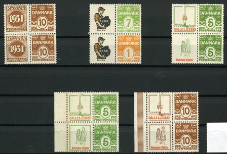 Danmark - Samling af reklamevedhæng på 1 instickskort