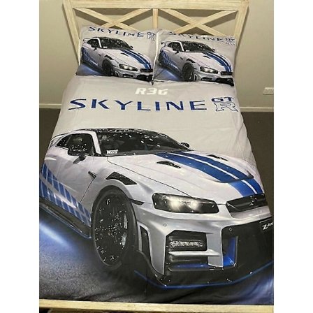 v2489 Sängkläder Vit Nissan Skyline GTR Bil Tryckt 3 Påslakanset Sängkläder Lakan IU2489