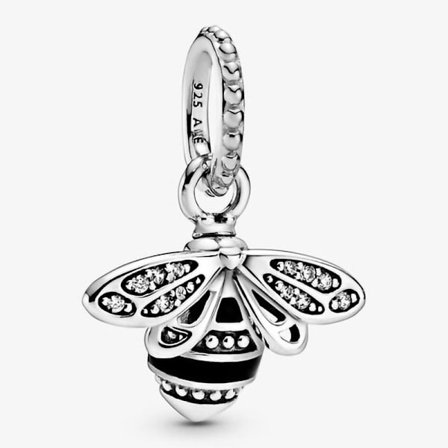 Pandora Sterling Silver Glittrande Drottningbi Hänge Berlock 398840C01, Inkluderar Originalask