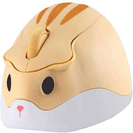 Söt Djur Hamster Form Trådlös Mus, Tyst Mus med 2.4G Trådlös Teknik för PC Laptop Mac, 3 Knappar Trådlös Mus med Mindre Ljud