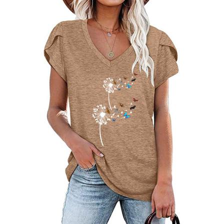 Kortärmad T-shirt För Kvinnor V-ringad S