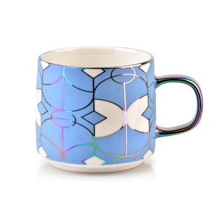 NEO GEO Porcelainmugg 410ml Blå med geometriska mönster