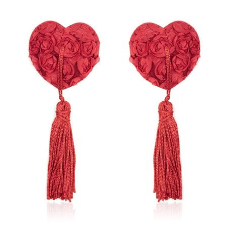 1 par sexiga självhäftande underkläder Paljett tofs Hjärta BH Nipple Cov Red 5.5*5CM