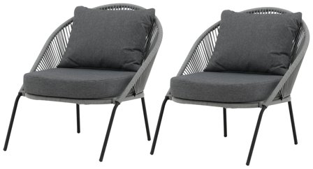 Venture Home Lindos 9317-014 Loungefåtölj 2-pack, svart/grå, Utemöbler