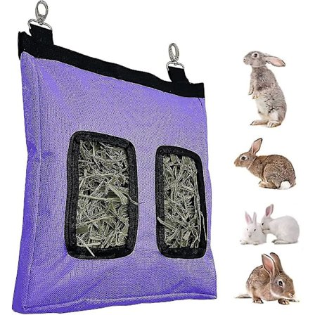 Fôring for kanin, marsvin, høy, kaninfôring, chinchilla, oppbevaringspose (lilla)