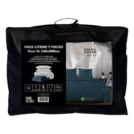 BOHEME ankblått 7-delat täcke och sängset för 140x200 cm säng, av Soleil d'ocre
