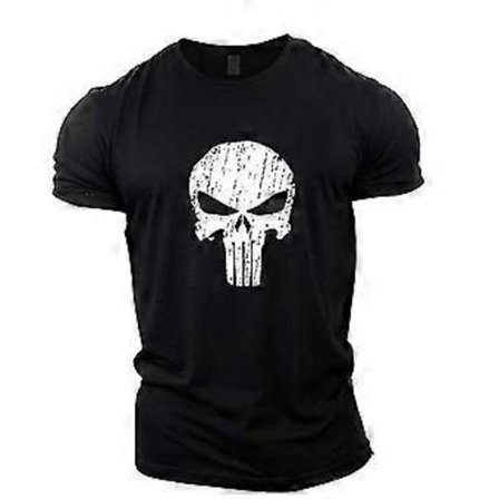 Punisher Skull Bodybuilding Topp med Kort Erme T-skjorte 1(S Svart)