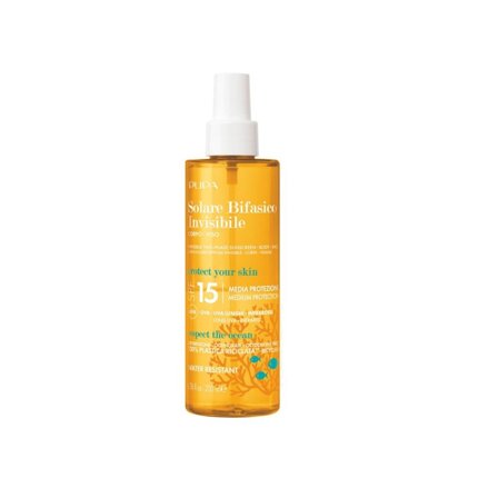 Pupa Solare Bifasico Invisibile SPF15 200ml - Olio solare corpo media prot.