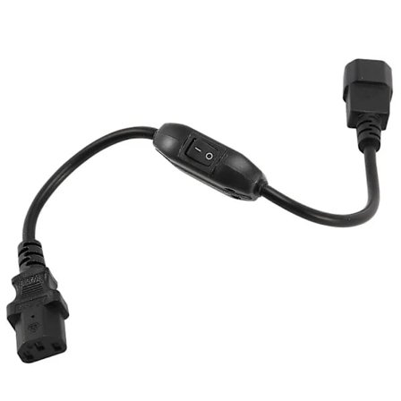 Speciel PDU UPS Strømkabel, IEC 320 C14 til C13 med Tænd/Sluk-knap 30cm Sort[CO]