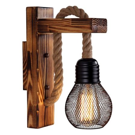 Seinävalaisin Hamppuköysi, Teollinen Seinävalaisin Lampunvarjostin, E27 LED Seinävalaisin Olohuone Yöpöytä Käytävä Kahvila Baari (Ilman Lamppua)-XF30-