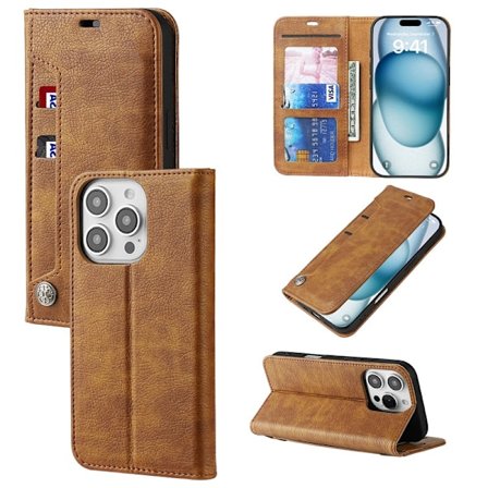 Fodral till iPhone 16plus Roséguld Plånbok med Korthållare Flip