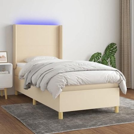 Maison Exclusive - Bund med lameller til seng madras og LED Creme 90x200 cm Stof