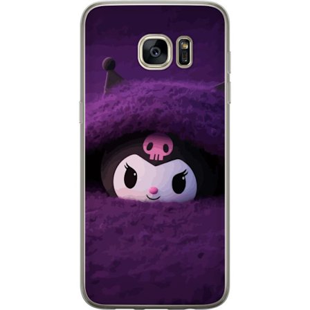 Yhteensopiva Puhelinkuori Samsung Galaxy S7 edge Kuromi lilassa pörröisessä ympäristössä, jossa on salaperäinen kawaii-suunnittelu.