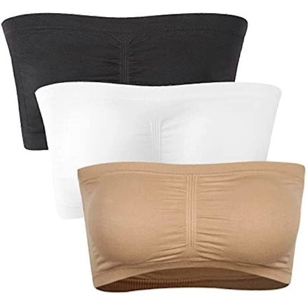 3 pakkausta olkaimettomia rintaliivejä naisille, naisten bandeau-rintaliivit, pehmustetut saumattomat crop-rintaliivit, pehmeät ja mukavat langattomat