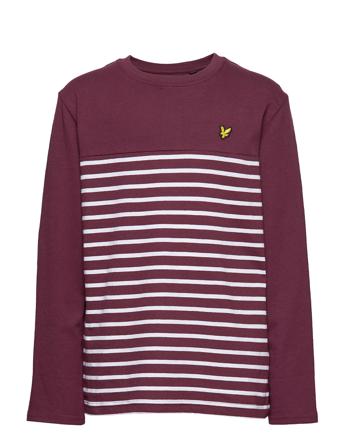 L/S Breton Block Stripe T-Shirt Langærmet T-shirt Rød Lyle & Scott Junior