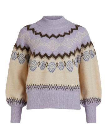 Objnoella L/S Knit Pullover Pb12 Pullover Striktrøje Multi/mønstret Object