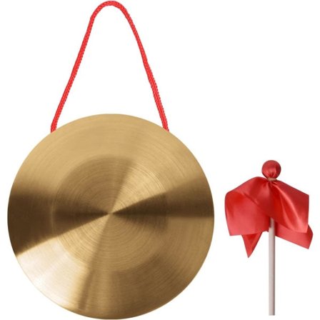 CDQ Universal Mini Gong med Hammer, Dekorativt Messing Slagverk, Handgjord Messing Gong för Bröllopsfest Kyrka