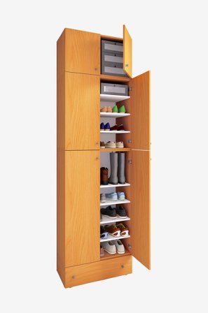 VCM - Vcm Skoskap Lona Xxl 9-delt hengslede dører - Med feste og skuff - Beige - Skoskap - Fra Homeroom