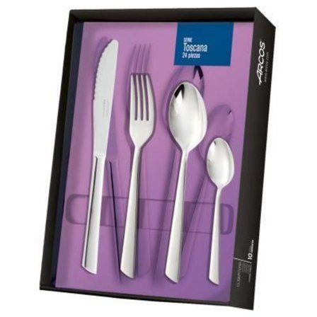 24-delt bestiksæt - Toscana - 18/10 rustfrit stål - Tåler opvaskemaskine - Sæt til 6 bestik
