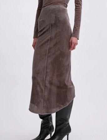 REMAIN Birger Christensen Velvet Mesh Skirt - Grey - 36