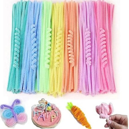 Kuuma tarjous edulliseen hintaan! 200 kpl piipunrassia 7 värissä askarteluun, chenille-putkia, pastellivärejä, värikkäitä - Iloisia