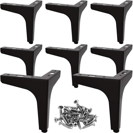 8 stk. sorte metalmøbelben, 10 cm sorte sofaben, moderne metalmøbelben til sofa, bord,