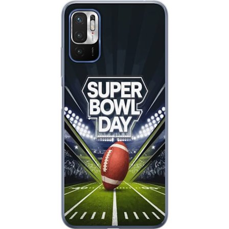 Yhteensopiva Puhelinkuori Xiaomi Redmi Note 10 5G Super Bowl Day juliste, jossa amerikkalainen jalkapallo valaistuksella varustetulla areenalla dramaa