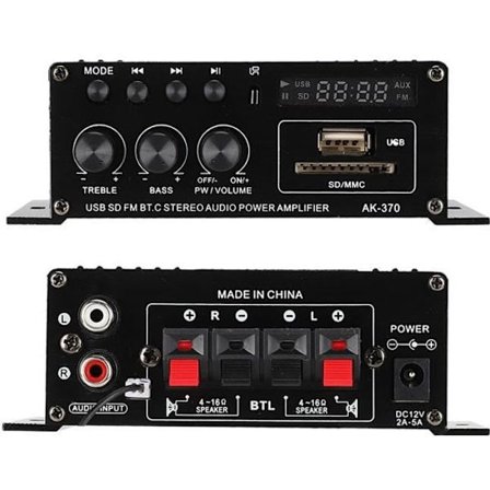 Audio-vahvistin, 12 V:n mini digitaalinen HiFi-tehovahvistin stereovahvistin kaukosäätimellä kaiuttimille