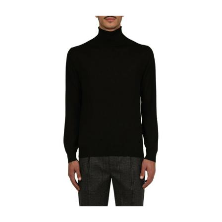 Closed High collar shirt in jersey Sort, Herre Rullekraver