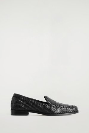 COS Women's Hand-Woven Leather Loafers in Black