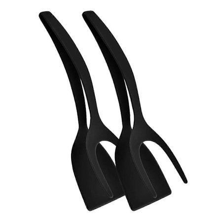 2-i-1 Eggespade Grip og Vendespade Tang Matlagingstang Eggvender, Fisk Pannekake Toast Omelett Spatel Tang