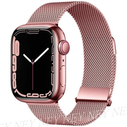 Milanese Loop för apple watch band 44mm 40mm 45mm 41mm 42-38-44 mm band ultra 2 49mm metallband iwatch series 9 8 7 6 SE 5 4 3 Rose pink 8 41mm-40mm-