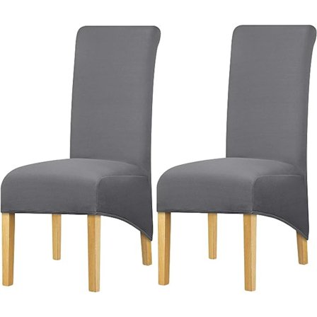 Hög rygg Stolöverdrag Stretch Spandex Tyg Cover Cover för Hem Matsal Kök Bankett Hotell Vin 2 stycken (grå)