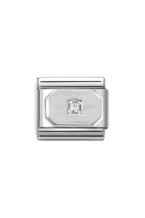 Symbols 925 sterling silver and CZ Blunted rectangle WHITE