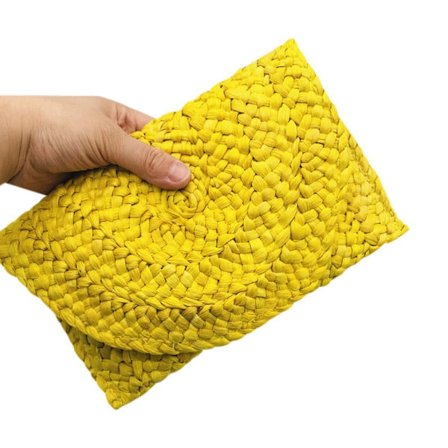 Corn Fur Woven Bag Square Clutch Bags GUL