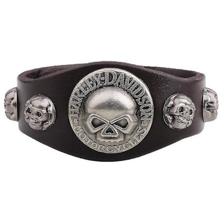 Bredt lær armbånd med legeringsskjelett tilbehør