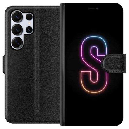 Kompatibelt Lommeboketui til Samsung Samsung Galaxy S25 Ultra Neonbokstav S i lysende rosa og blå toner mot mørk bakgrunn, stilig bokstavkunst med r