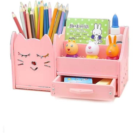Skrivebordsarrangør Penneholder Rosa Pennepotte for Barn Skrivebord Stasjonær Oppbevaring