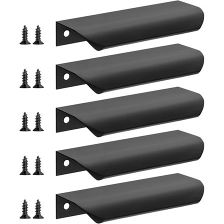 5-pack Svarta Kökskåpshandtag, 120mm Garderobsdörrhandtag Moderna Aluminium Badrumsskåpshandtag, Matt Svart