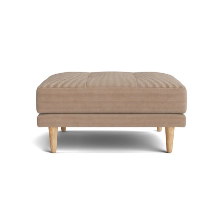 Cali Puf - Ontario Mørk Beige - 81x71x40cm - Let & Elegant Skammel / Fodskammel - Afslappet Siddeplads - Mørke Bøgetræsben