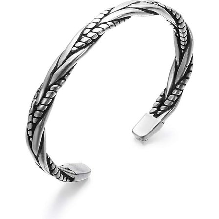 Vintage 925 Sterling Silver Öppen Armring Tvinnat Armband För Män