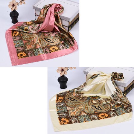 2 st 90x90cm Stora Fyrkantiga Patch Scarves för Damer Kvinnor Silkeslena