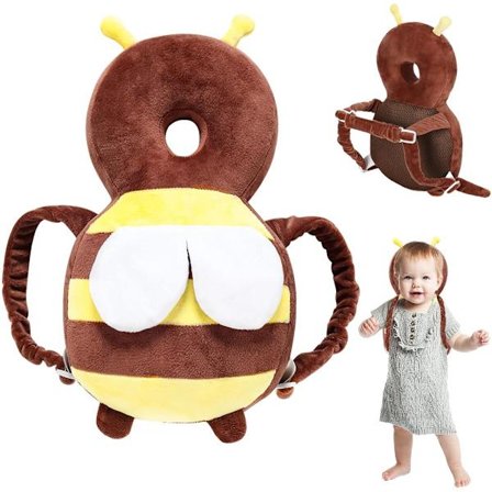 ING Sikkerhetspute Gåstøttepute for babyer Justerbar Støttepute Bie-design for småbarn for å øve på krabbing og læring Brun