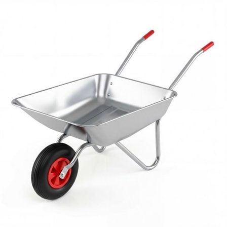 Havetrille i Galvaniseret Metal 62,5L 136kg COSTWAY-2 Ergonomiske Håndtag-Stødabsorberende Gummihjul-Gård, Landbrug