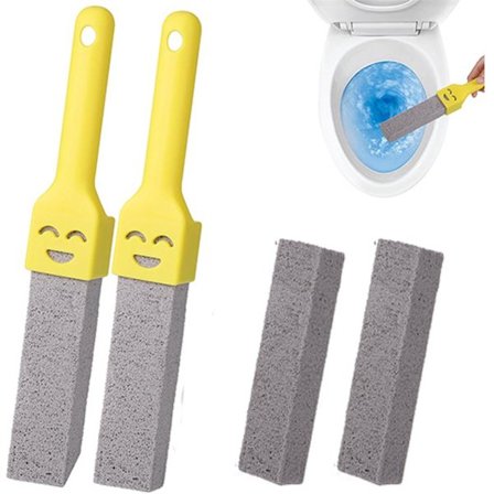 2-delt pimpsten til toilet med håndtag, pimpstenstoilet, toiletrens og afkalker, afkalkningsmiddel, swimmingpools og badekar, gul