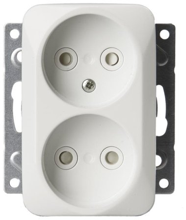 ABB 302UC Vägguttag 2-vägs, infällt, ojordat, Strömbrytare & vägguttag