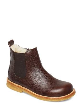 Booties - Flat - With Elastic Vinterstøvletter Pull On Brun ANGULUS