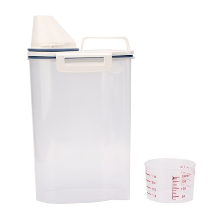 Förvaringsbehållare för djurfoder, förseglad hink med mätkopp, fuktsäker för hund katt
