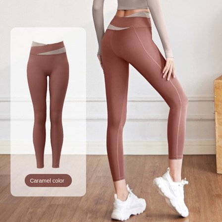 Höft Naken Lyftning Yoga Kostym Tight Kontrast Byxor F3