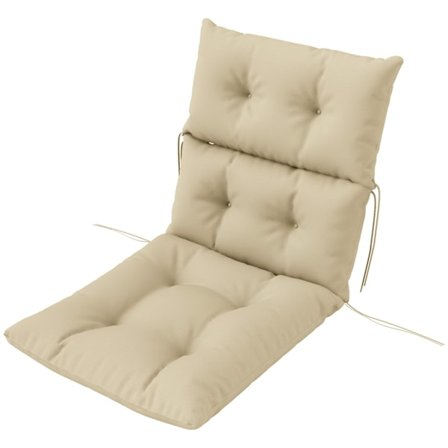 Sittdyna, 115x56 cm stolsdyna med knytband, ryggstöd, 10 cm tjock stoppning, vattenavvisande sittdyna för hem, trädgård, kontor, stolar, beige